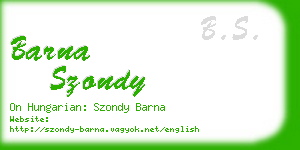 barna szondy business card